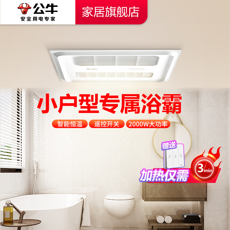 bull公牛浴霸卫生间多功能取暖吹风换气智能恒温风暖机小型浴霸30*30