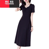 YIBUSHENG赫本风小黑裙女2022季新款轻熟气质修身裙子法式黑色连衣裙长裙
