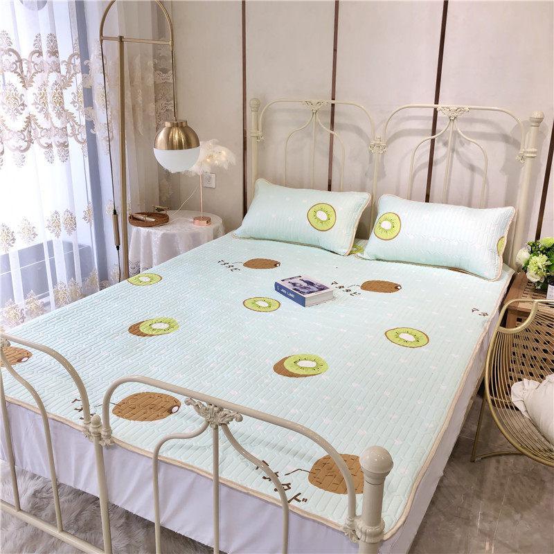 家柏饰(CORATED)天丝空调软席子1.8m床夏季天可水洗折叠乳胶冰丝凉席三件套1.5米2 【升级乳胶款】猕猴桃 1.5m（5英尺）床