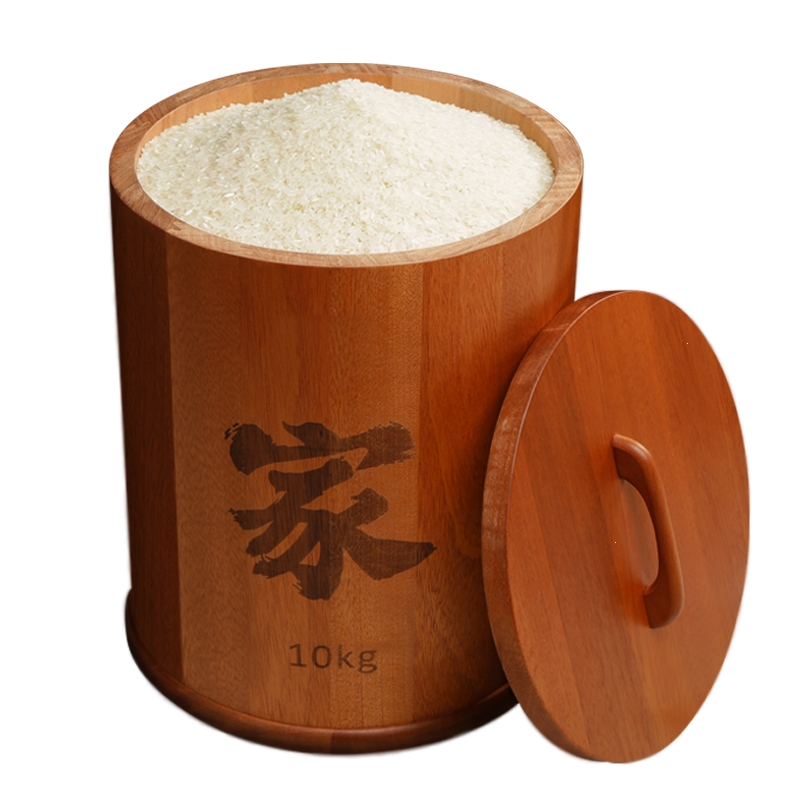 米桶米缸家用储米箱10斤15斤装法耐fanai密封木质面粉罐