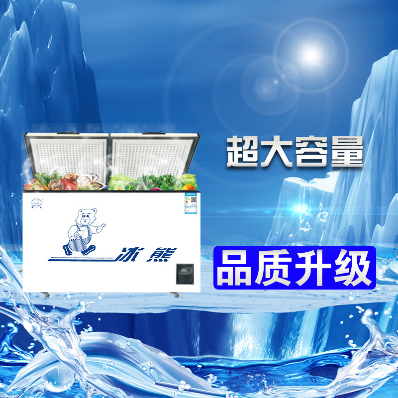 冰熊(bing xiong)BC/BD-466升商用大冰柜 卧式大冰库冷柜 冷藏冷冻转换展示柜 卧式双门顶开冰柜