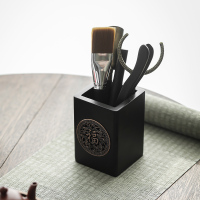 領藝 优选茶道六君子黑檀木功夫茶具茶台配件大全纯铜泡茶工具用品茶杯垫茶刀茶夹子套装