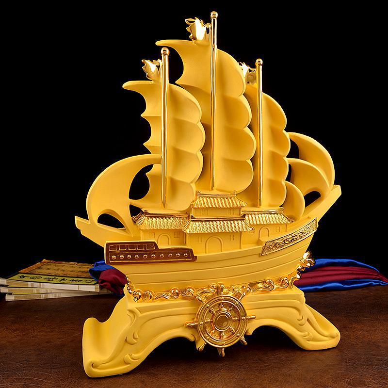 顺风顺水船摆件中式工艺品大号客厅装饰店铺公司_帆船