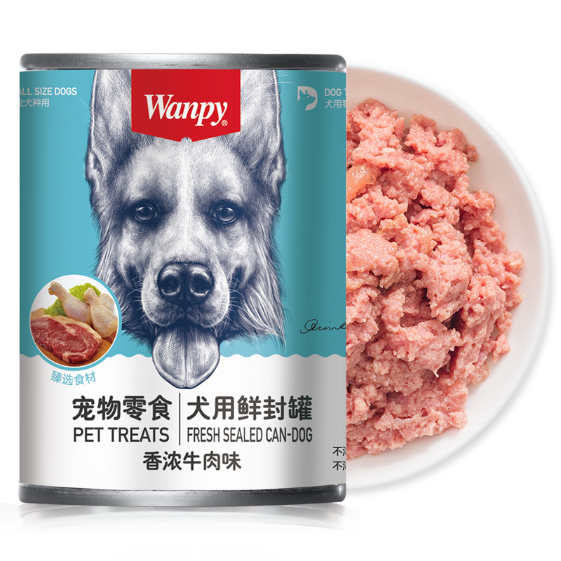 顽皮Wanpy宠物零食犬用鲜封罐香浓牛肉味375g