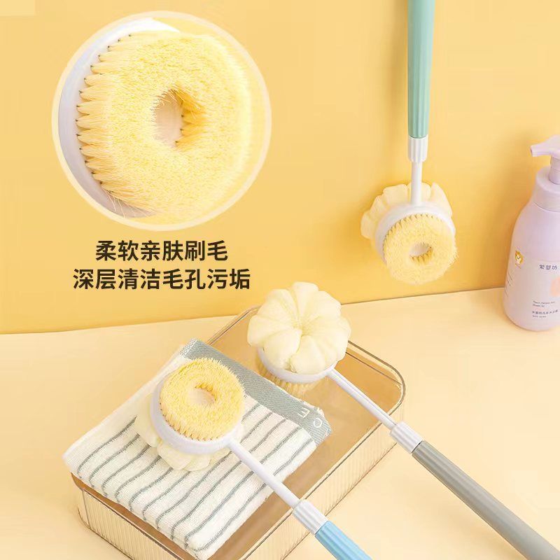 三合一搓背沐浴刷家用可伸缩两用沐浴刷搓澡刷长柄软毛双面背神器-【灰色2个】;沐浴刷