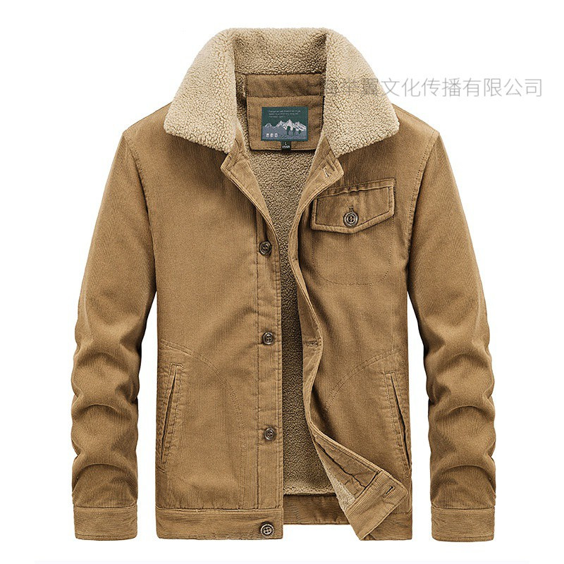 jpdun吉普盾冬季男士棉服加绒保暖灯芯绒户外工装休闲外套棉衣