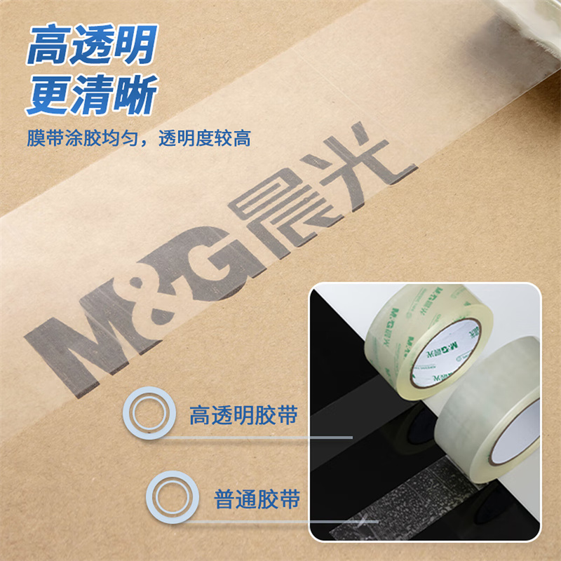 晨光文具透明封箱胶带打包胶带大胶布 45mm*100m*45um 6卷/筒 快递工厂打包办公用品 AJDN7605高清大图