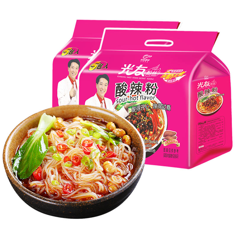 光友酸辣粉丝五连包酸辣味105g5袋包2包组速食红薯粉条方便粉丝酸辣粉