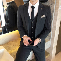 富贵鸟(FUGUINIAO)男装男士西服套装婚庆2019新品三件套装小西装修身西装套西青年简约商务休闲结婚礼服正装职业装