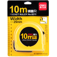 得力(deli) 8210 钢卷尺 10m米测量木工尺公英制卷尺