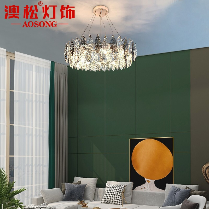 澳松 后现代轻奢水晶吊灯时尚简约大气客厅灯饰个性创意餐厅卧室别墅会所样板间led灯具
