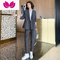 七斓西装外套女2023年春季新款时尚套装女士气质职业装休闲西服套 L 双排扣有袋盖款四季款