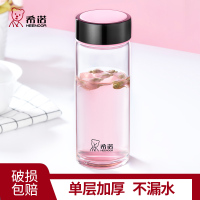 希诺玻璃杯女款单层加厚带盖花茶杯清新可爱少女心个性创意便携水杯