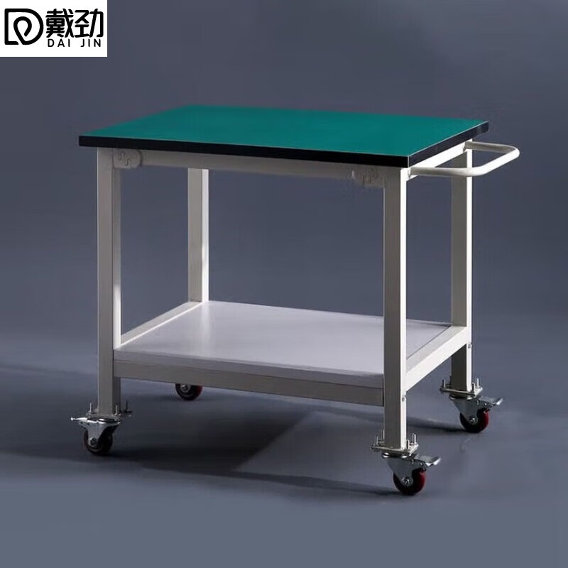 戴劲防静电小推车双层可移动推车 防静电带轮子操作台60*60*75cm尺寸高清大图