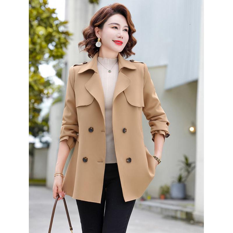 中年风衣外套女中年妈妈洋气秋装2023新款中老年春秋薄款夹克上衣_394高清大图