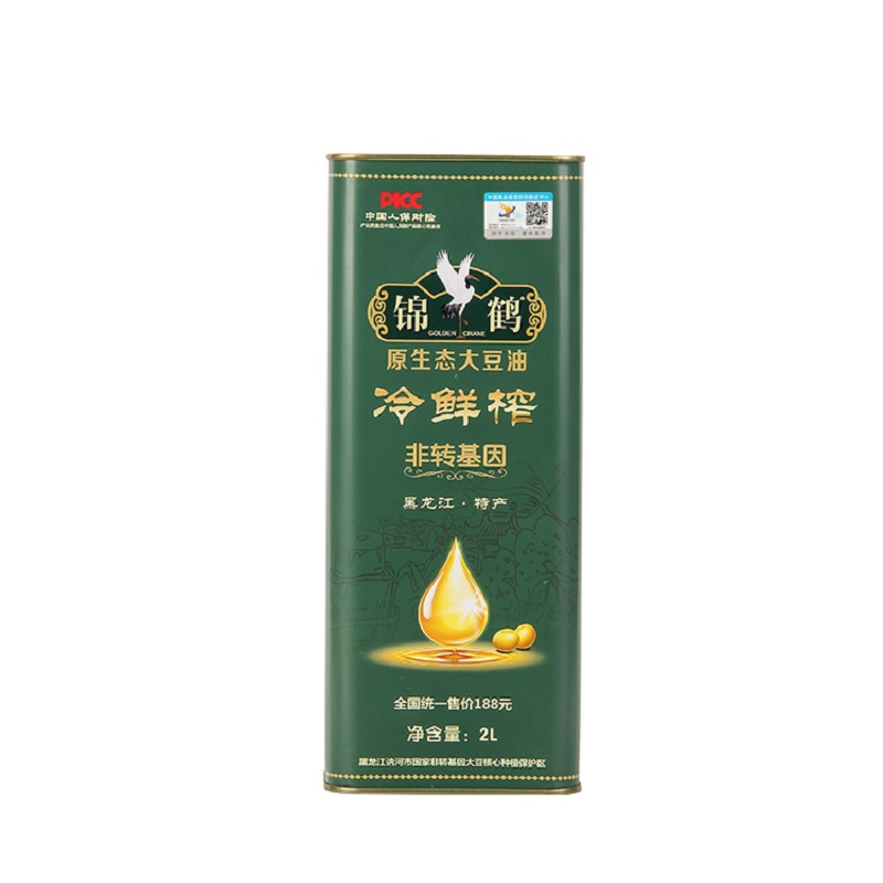 黑龙江特产锦鹤冷鲜榨原生态非转基因大豆油礼品装2L