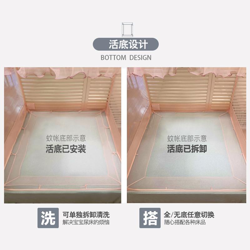 美帮汇新款三开拉链蚊帐家用1.5m蒙古包1.8m床夏儿童防摔支架活底纹帐高清大图