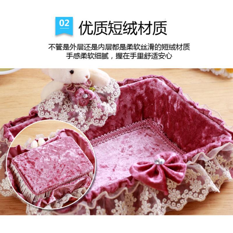 家柏饰(CORATED)创意欧式布艺化妆品桌面收纳盒蕾丝收纳篮遥控器水果篮杂物收纳盒高清大图
