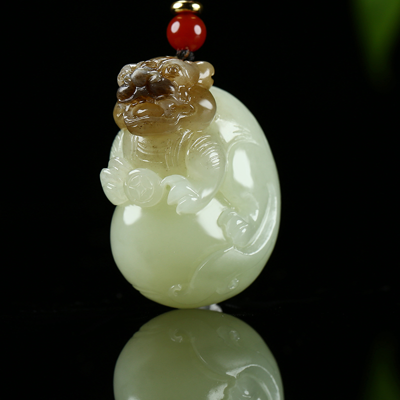 [进宝]新疆和田玉吊坠玉坠貔貅糖白玉瑞兽挂件玉佩天然玉石
