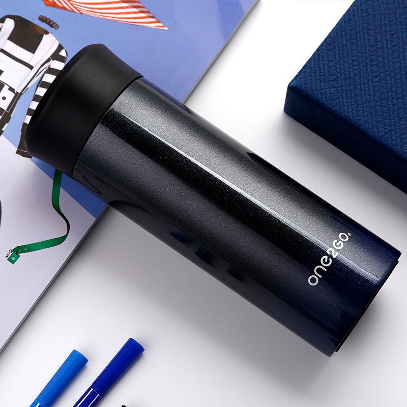 ONE2GO保温杯男女士便携水杯不锈钢水壶保暖杯泡茶杯子375ML星空色高清大图