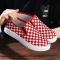 春夏新款方格韩版学生帆布鞋百搭平底一脚蹬布鞋懒人莎丞