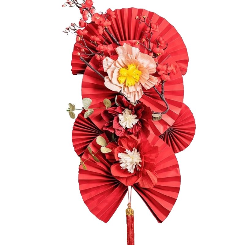 2024龙年新年装饰品 竖扇组合 70*37CM (单位:套)高清大图