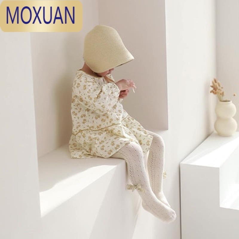 MOXUAN宝宝打底裤子春夏女童婴儿网眼连裤袜西班牙风蝴蝶结薄款儿童裤袜