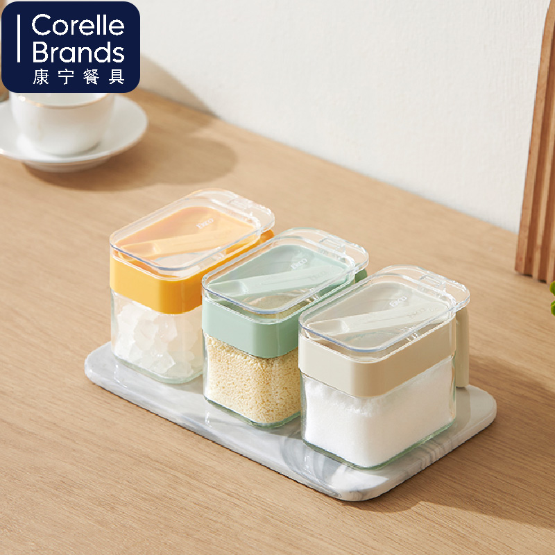康宁餐具 调料罐套组-EKCO三色调料罐3件组彩盒