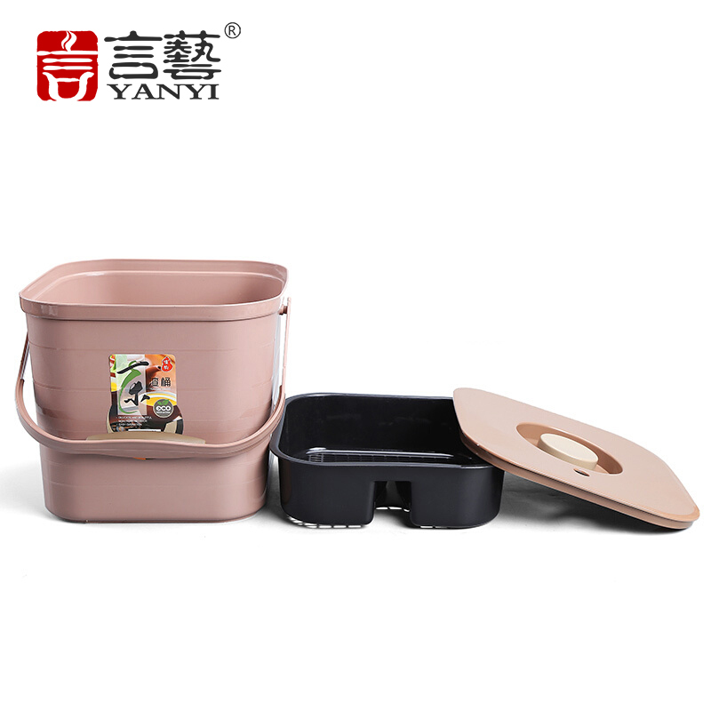言艺(yanyi) 茶道茶具配件 耐热坚硬塑料茶渣桶 茶色茶水桶