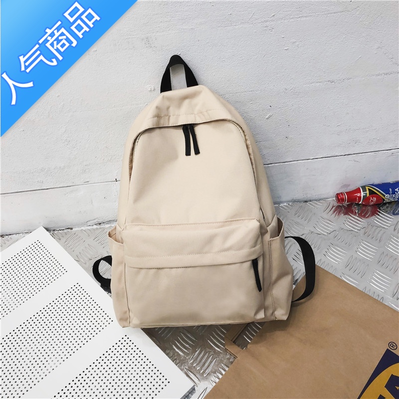 封后古着感日系休闲帆布双肩包定制LOGO学生大容量纯色书包刺绣定做潮书包学生