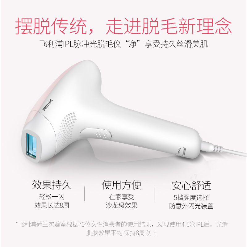 飞利浦(Philips)lumea脉冲光脱毛仪SC1991 家用腋下腿部修剪剃毛器脱毛器 智能肤色检测