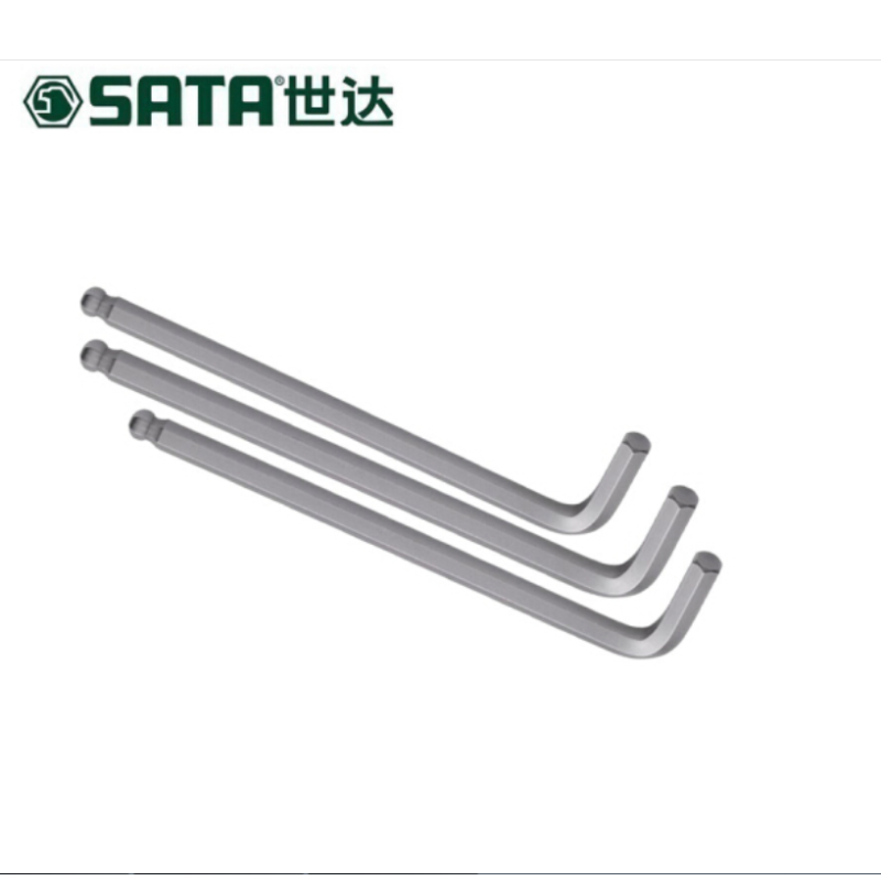 世达(SATA)特长球头内六角扳手 特长L形六棱扳手球头内六角螺丝刀六棱扳手世达工具 8MM 80114