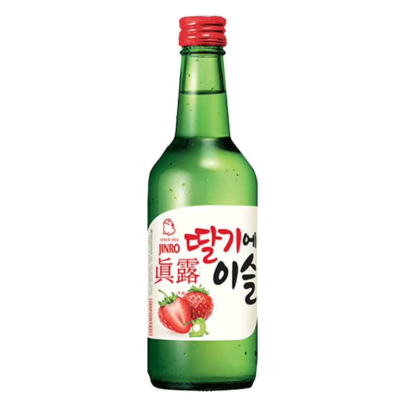 韩国进口真露草莓味烧酒13度360ml果味烧酒清酒利口酒预调鸡尾酒