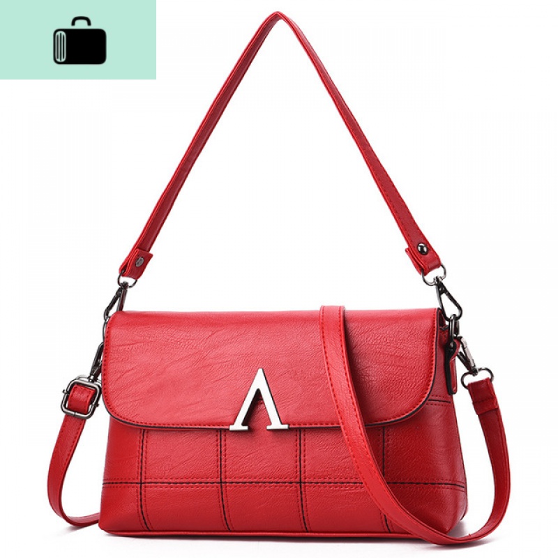 手机零钱小包单肩斜挎中老年女包2020新款大气软皮手提中年妈妈包NEW LAKE女士钱包/卡包 红色