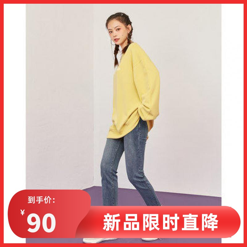 拉夏贝尔[苏] 2021年春季新款韩版慵懒风BF宽松卫衣女字母印花上衣901611568