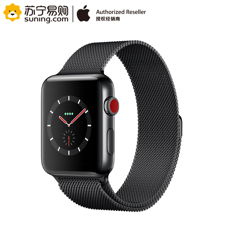 Apple苹果 Series3智能手表 GPS+蜂窝网络款 42毫米 深空黑色不锈钢表壳 深空黑色米兰尼斯表带