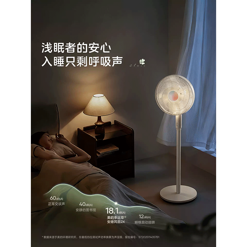 美的(Midea)幸运草SDJ30QJ安睡风扇2X家用氛围灯大风2026年新款电风扇落地扇高清大图