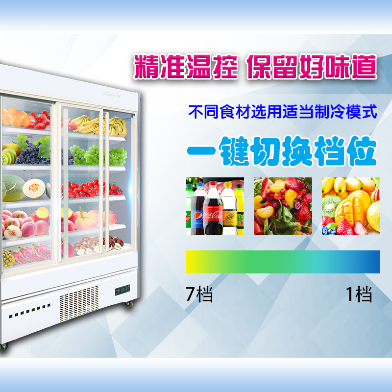 华美（Huamei）FMG-N2000 超市风幕柜水果保鲜柜冷藏柜冰柜商用展示柜玻璃冷柜风冷 2米蔬果柜