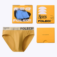 礼盒纯棉男士内裤中腰宽松肥佬大码透气男三角裤青少年裤衩 4XL建议160-175斤 单条礼盒装-土星黄