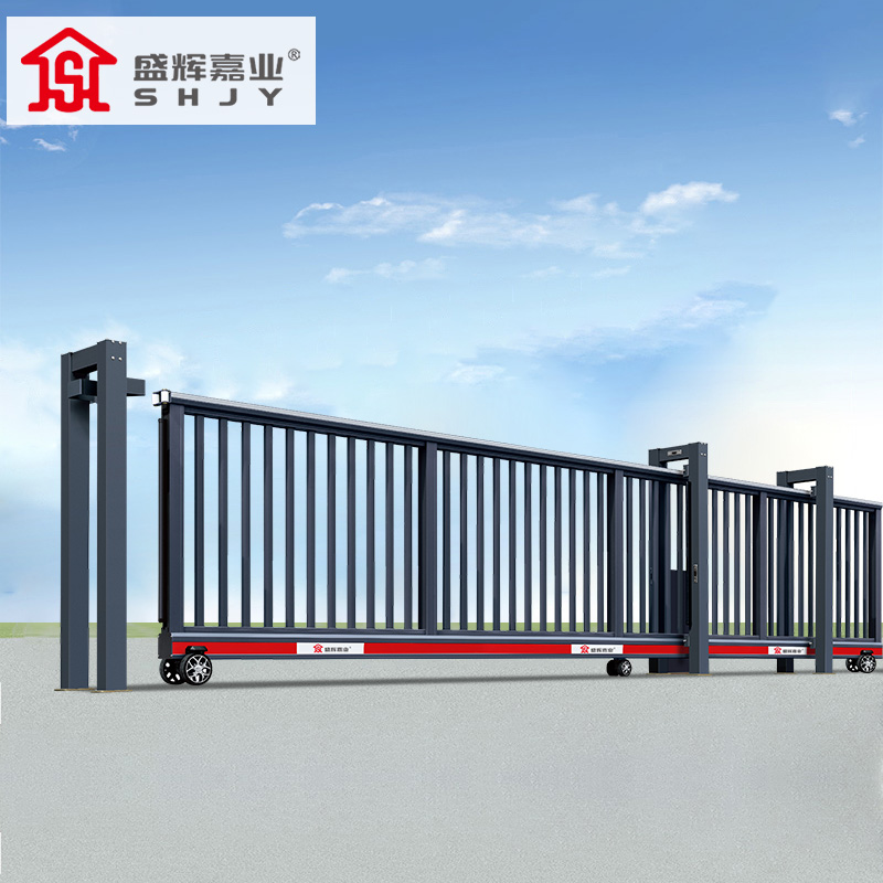 盛辉嘉业 悬浮门电动伸缩门铝合金封板无轨直线平移大门定制 电动直线大门