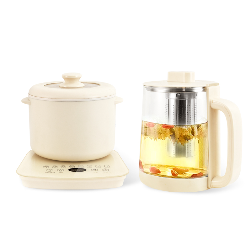 上亨轻潮精品套装SHZH-CFY07杏色 养生壶1.8L+电煮锅1.5L