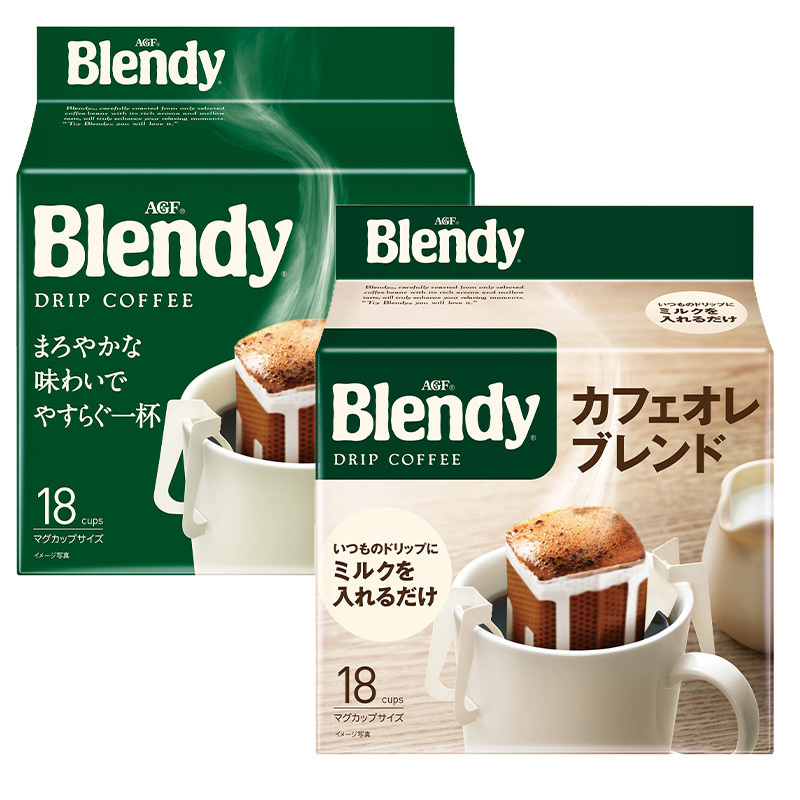 (整箱批发)日本进口AGF Blendy挂耳咖啡126g*6包(共108片)浓郁原味*3+浓郁欧蕾*3