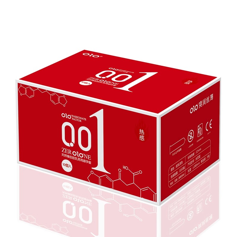 OLO 玻尿酸红盒001避孕套超薄10只装 官方正品安全套套男女用冰火热感套刺激成人情趣计生用品byt高清大图