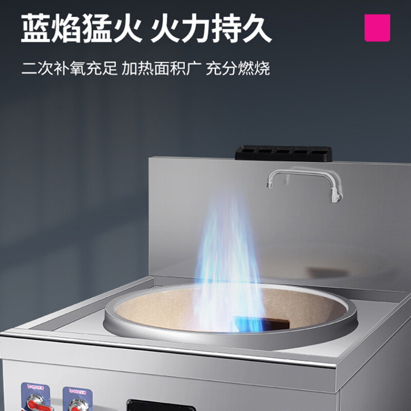 乐创(Lecon)商用燃气双头大锅灶 800型锅径800 环保油可选 220V 250W*2 LC-J-SD48