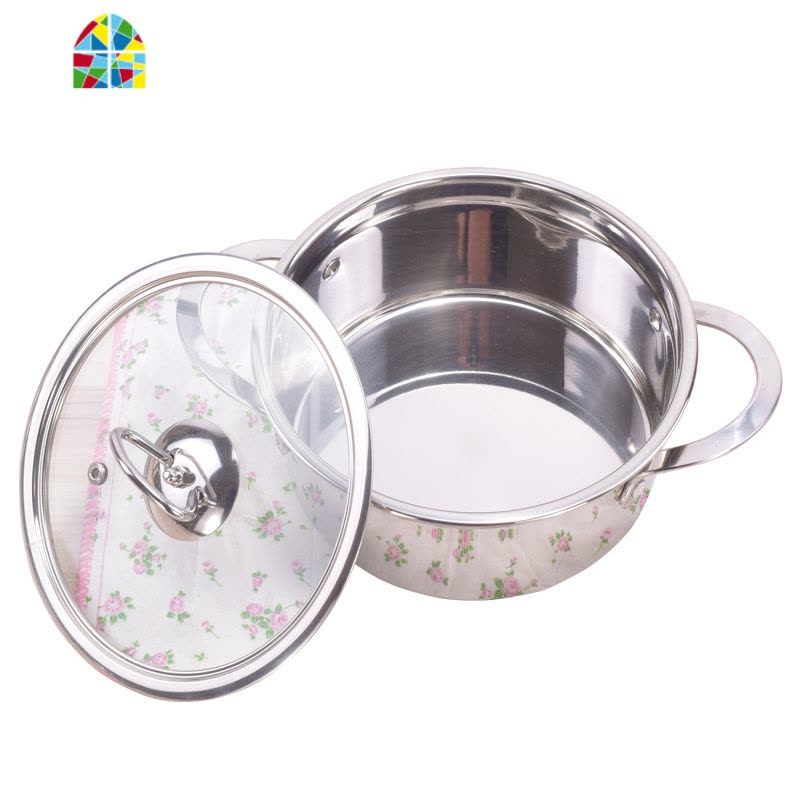 小汤锅不锈钢加厚双耳迷你火锅 燃气电磁炉泡面宝宝辅食锅具奶锅 FENGHOU 光亮18CM图片