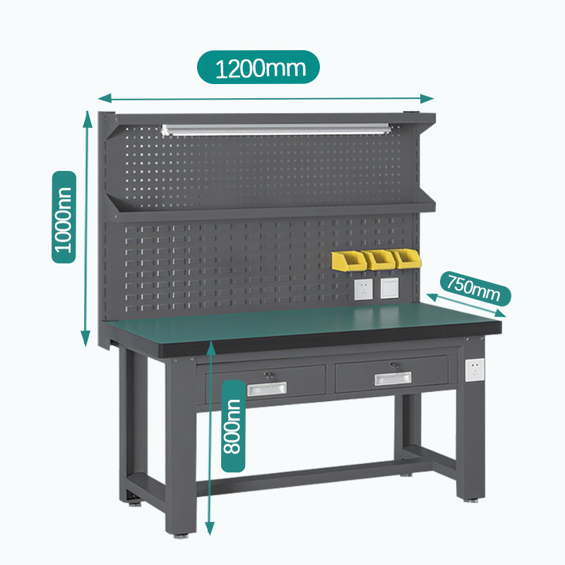 臻远 ZY5073038 重型工作台 平二抽+挂板 1200*750*1720mm高清大图