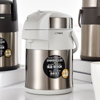 虎牌(tiger)气压式保温壶 304不锈钢气压式热水壶旋转式家用桌面水瓶 珍珠白 MAA-A22C-XW2.2L
