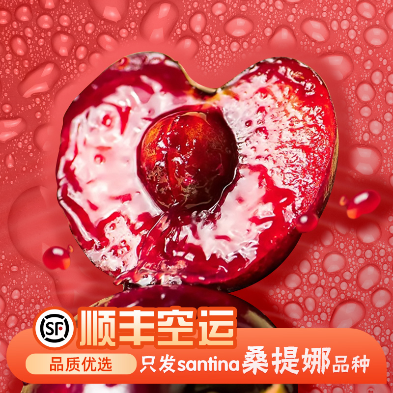 [五个农民]智利进口santina桑提娜JJJ级车厘子500g红宝石樱桃时令新鲜水果顺丰空运核酸检测安全放心
