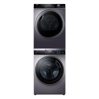 海尔(Haier)XQG100-BD14126L+GBN100-126纤美洗烘套装 10公斤滚筒洗衣机+热泵式干衣机组合