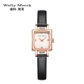 welly merck威利默克女生手表时尚防水新款方形小巧女士腕表正品石英学生女表WM087L 玫瑰金皮带